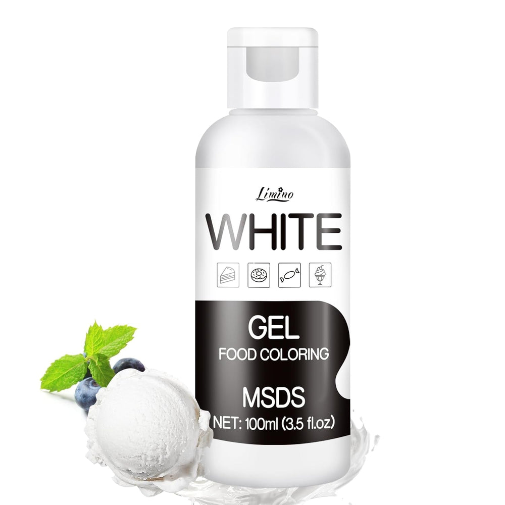 Colorant alimentar în gel - 100 ml, coloranți alimentari în gel pentru prăjituri, copt, fursecuri, macaroane - Colorant alimentar concentrat fără zahăr pentru decorarea torturilor, băuturi, ouă de Paște, slime DIY (alb)