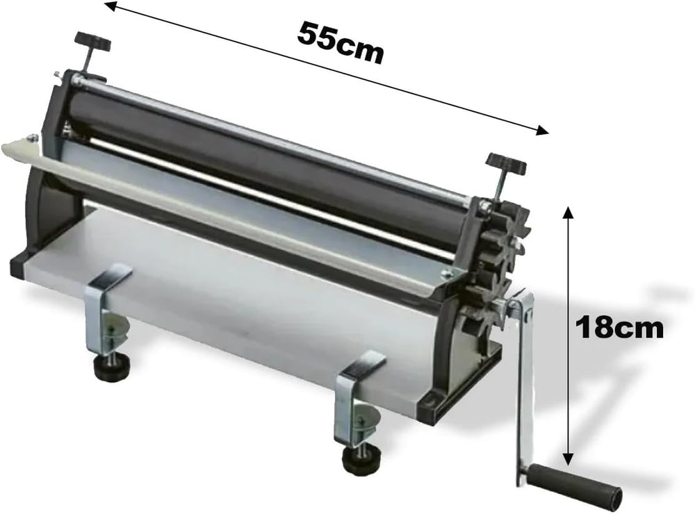 Maszyna do wałkowania ciasta na pizzę DKN z korbą ręczną, 48,8 cm, maszyna do makaronu, Teigfolie z rolkami zapobiegającymi haftowi i sterowaniem Dicken – konstrukcja z masywnego Stahl i aluminium