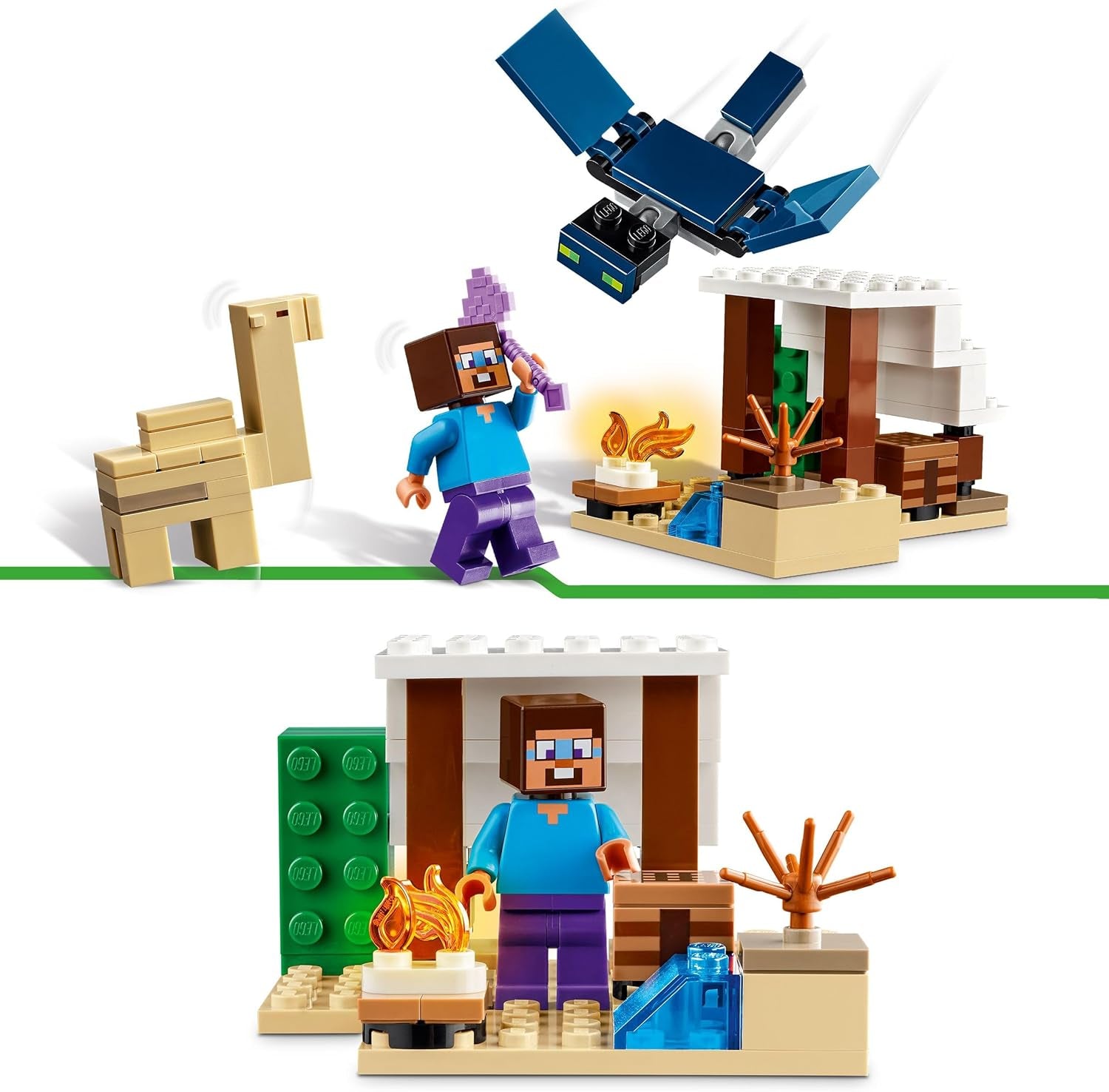 LEGO Minecraft Steves Wüstenexpedition - Spielzeughaus mit 3 Figuren - Spielzeug mit Minifiguren von Steve, Werkbank & verzauberte Axt - Gamer Geschenk für Jungen & Mädchen ab 6 Jahren - 21251