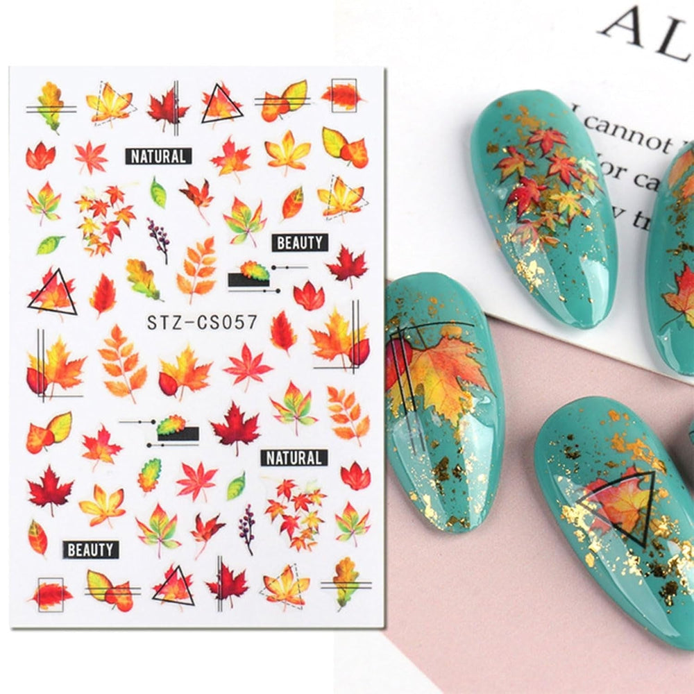 JMEOWIO Nagelsticker Herbst 9 Blatt Nail Art Sticker Selbstklebend Nagelaufkleber Kürbis Ahornblatt Erntedankfest Dekoration Nageldesign Zubehör
