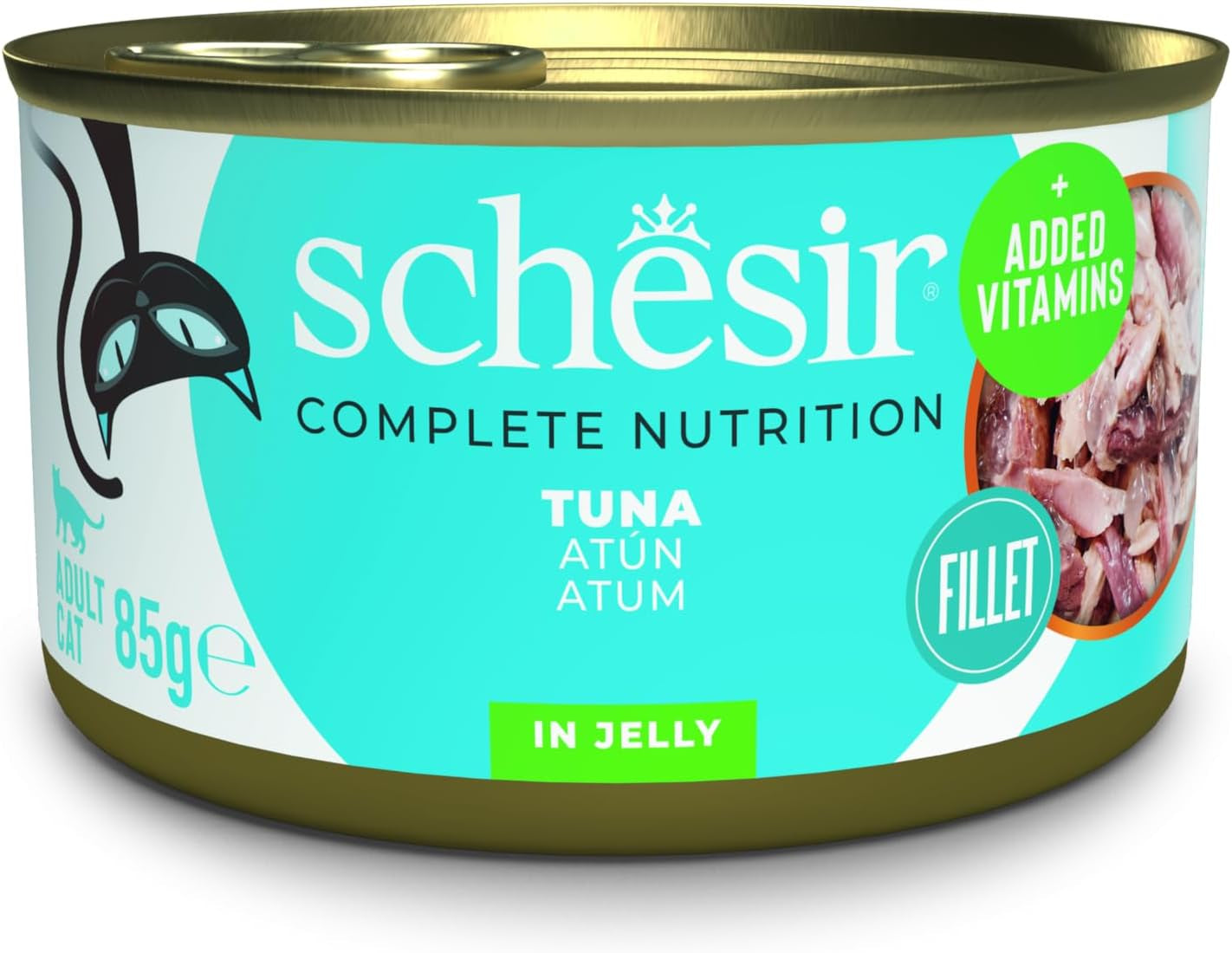 Ton în jeleu, hrană umedă pentru pisici, la conservă, 100% naturală, cu vitamine adăugate, 12 x 85g