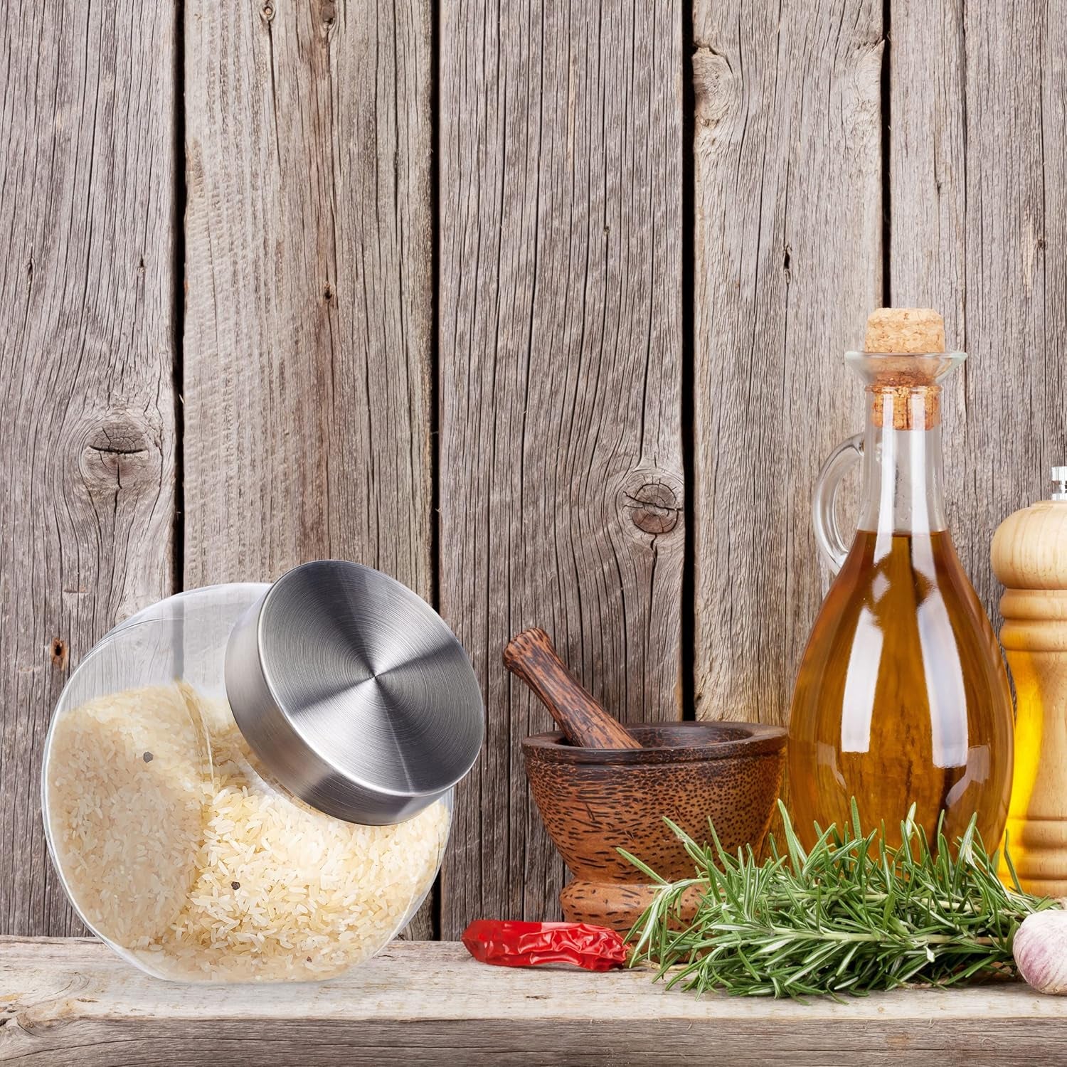 Borcane de bomboane Relaxdays, set de 4, 1,5 l, borcane de depozitare pentru dulciuri, alimente, bar de bomboane, capac din oțel inoxidabil, clar, transparent argintiu Cutii depozitare alimente Naty Shop