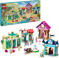 LEGO Disney Princess: Targ przygód księżniczek Disneya, domek z zabawkami z 4 lalkami, w tym Kopciuszkiem i Arielką, zestaw z mapą skarbów, prezent dla dziewcząt i chłopców od 6 lat 43246 Zestawy do budowania w sklepie LEGO-Store Single