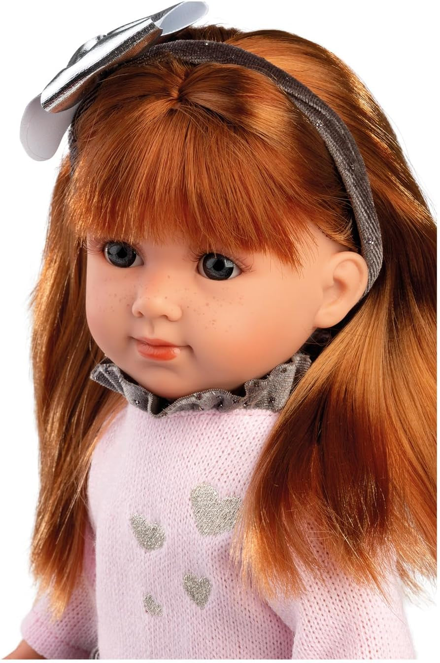 Llorens 1053551 Lalka Nicole, z rudymi włosami i niebieskimi oczami, Fashion Doll z miękkim ciałem, inkl. modny strój i fryzura, 35 cm