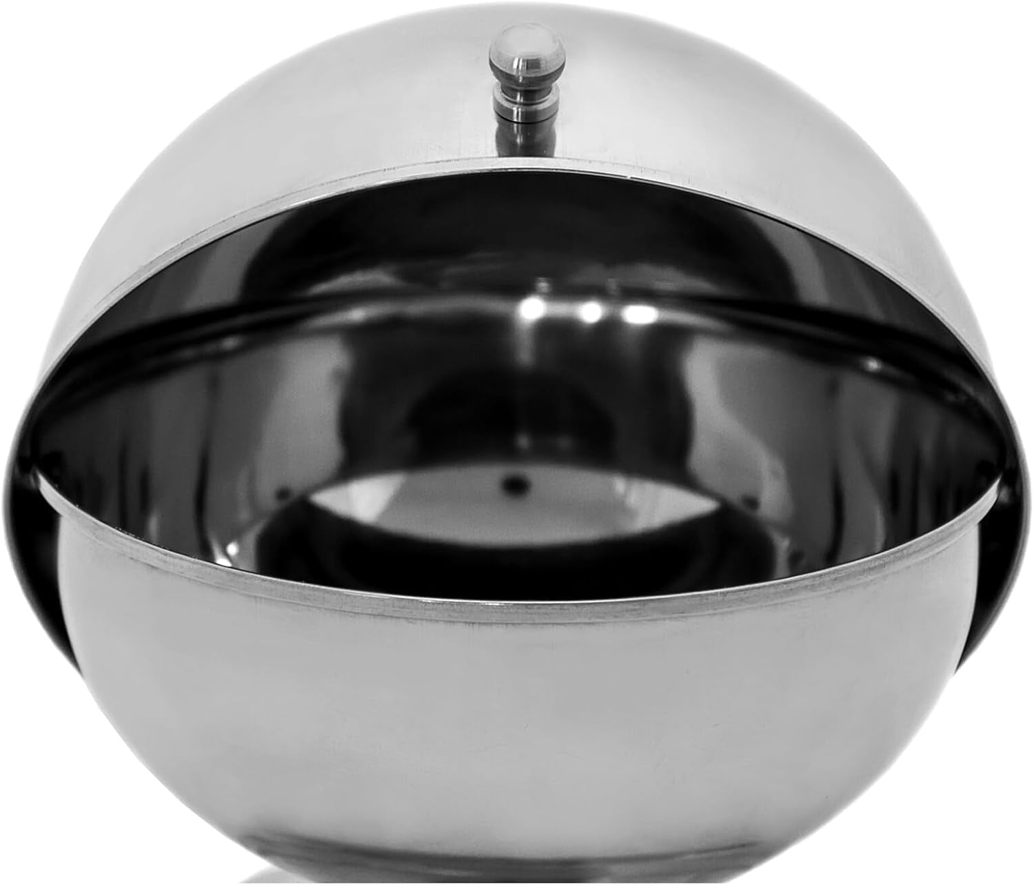 Zahărniță Relaxdays SWEETY din oțel inoxidabil, 14 x 13 x 13 cm (Î x L x A), bilă de zahăr cu capac rulant, bombonieră rotundă, argintie