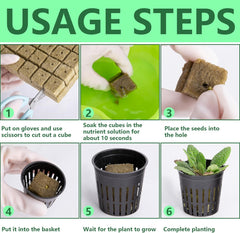 76 Stück Hydrokultur Pflanzen Net Kit -20 Stück 2inch(5cm)-Topfbecher mit geschlitztem Netz, 36Stück Steinwolle Anzucht, 20Stück Artikel Selbstbewässernde Dochtschnur aus Baumwolle für Hydrokultur