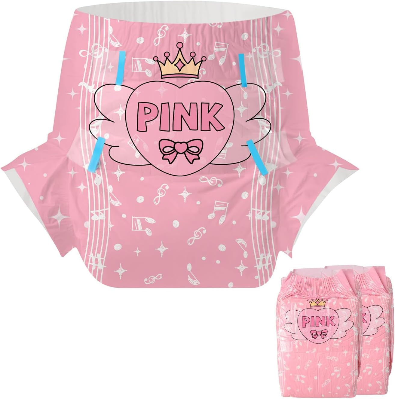 CutiePlusU pieluchy dla dorosłych 2 szt. Jednorazowe majtki na nietrzymanie moczu z klapkami dla kobiet i mężczyzn o maksymalnej chłonności przez noc - Mały Książę (średni 71-96 cm)