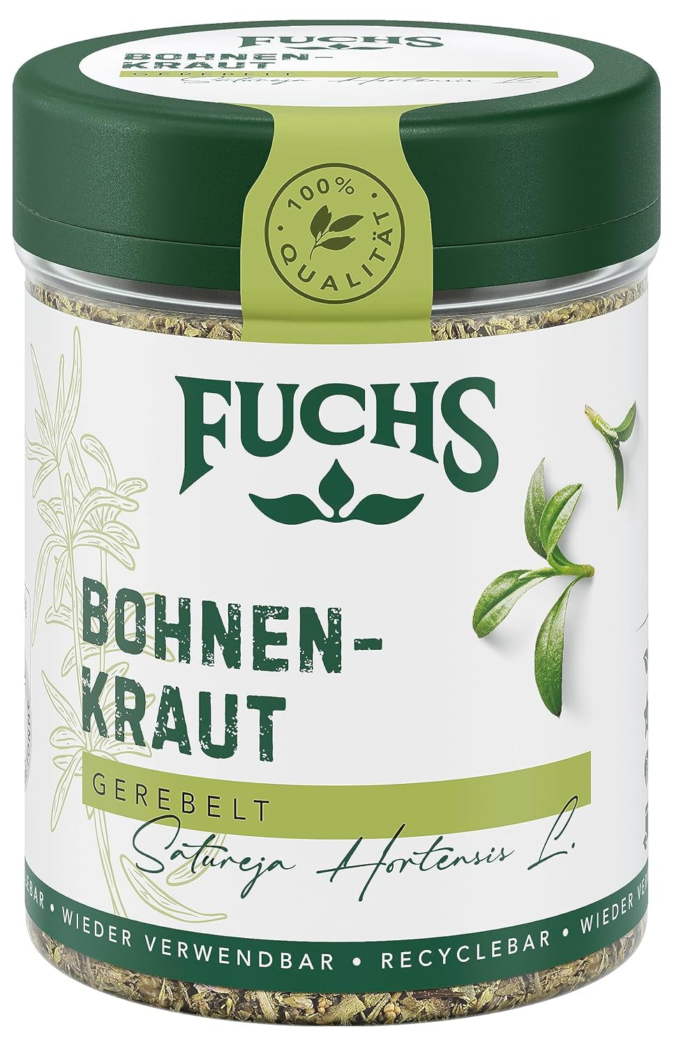 Fuchs Gewürze - Bohnenkraut gerebelt - idealny do Gemüsegerichte, Bohnengerichte oder Eintöpfe - naturalne składniki - 20 g w wiederverwendbarer, recyclebarer Dawka