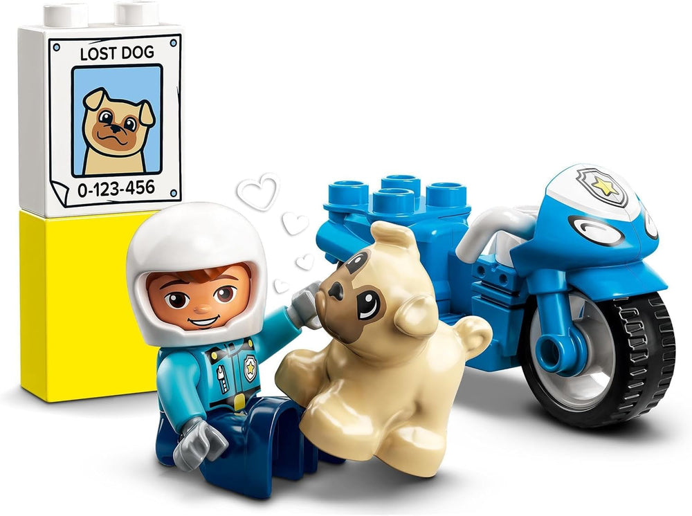 LEGO 10967 Policyjny motocykl DUPLO, Zabawka policyjna dla małych dzieci od 2 lat, Idealna zabawka rozwijająca zdolności motoryczne dla niemowląt, Zabawkowy motocykl Zestawy do budowania Besuche den LEGO-Store