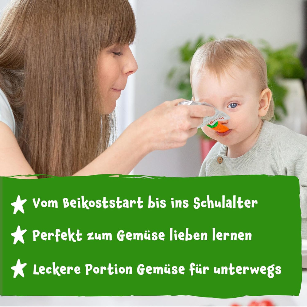 Pumpkin Organics Bio Gemüse-Getreide-Quetschie Kürbis, Birne, Apfel, Pflaume, Hafer ohne Zuckerzusatz¹ - ab 8 Monaten - als Snack lub Beikost für unterwegs (100g)