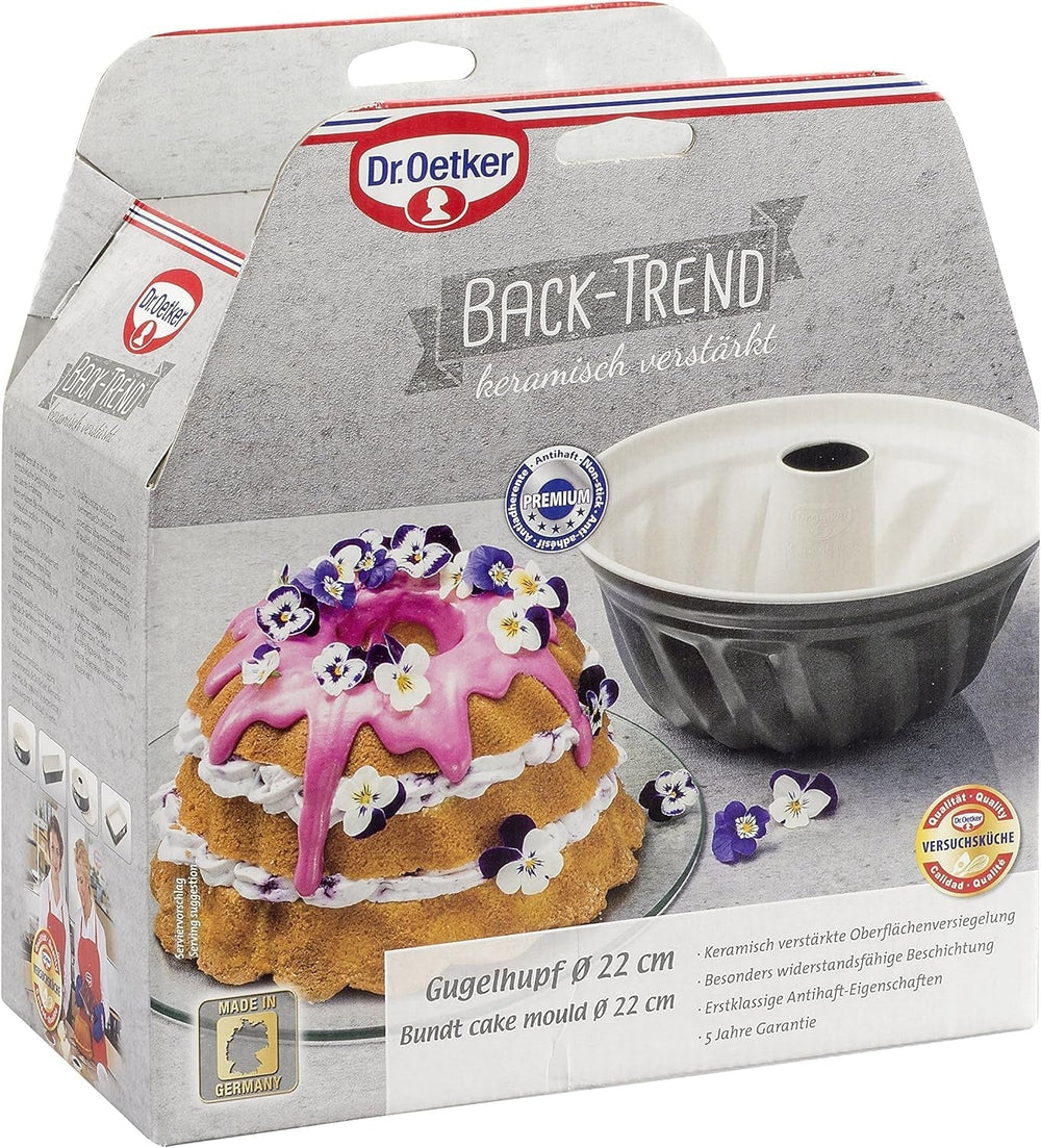 Dr. Oetker Gugelhupfform Ø 22 Cm BACK-TREND, Backform Für Gugelhupf, Runde Bundform Aus Stahl Mit Keramisch Verstärkter Antihaft-Beschichtung (Farbe: Creme/Anthrazit), Menge: 1 Stück Formy i blachy do pieczenia Naty Shop