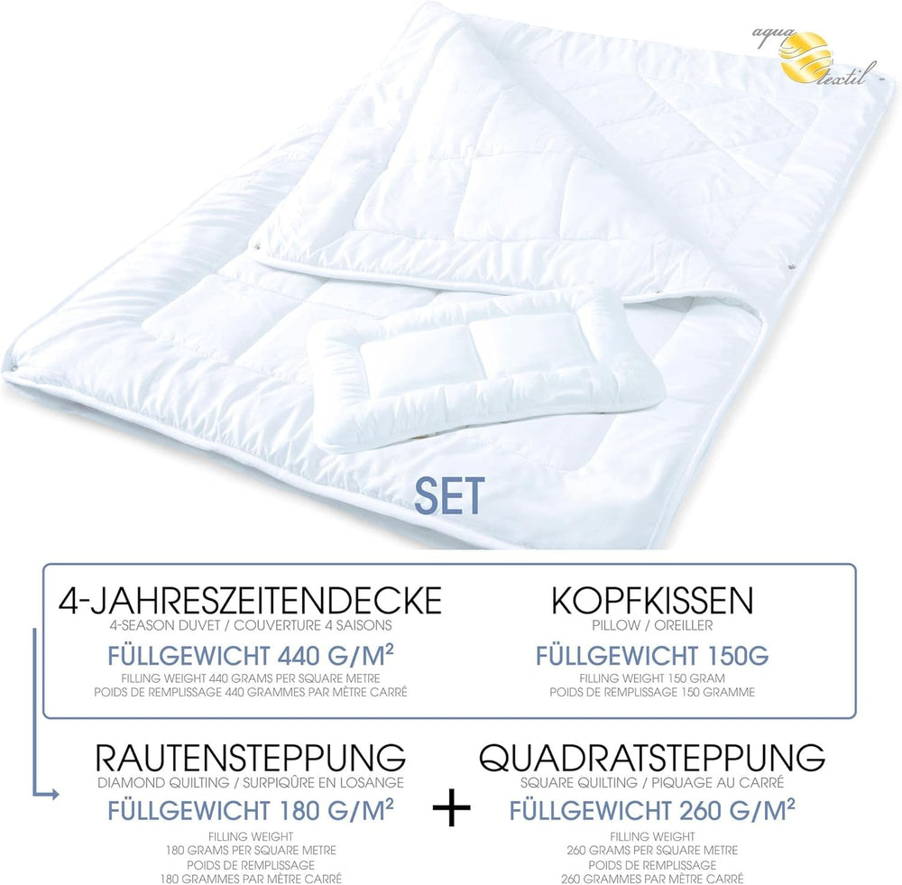 Aqua-Textil Soft Touch Set pentru copii Plapumă 100 X 135 Cm 250G și 350G cu pernă 40 X 60 Cm 150G Plapumă 4 anotimpuri Reglare climatică Oeko-Tex Plapumi si pilote Naty Shop