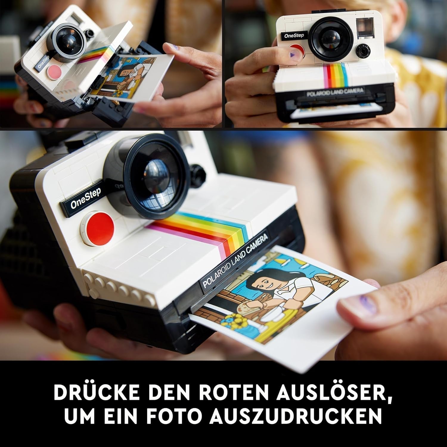 LEGO Ideas Zestaw aparatu Polaroid Onestep SX-70 dla dorosłych, kolekcjonerski z autentycznymi szczegółami, aktywność twórcza, prezenty fotograficzne dla kobiet, mężczyzn, dla niego, dla niej i nastolatków 21345 Zestawy do budowania Besuche den LEGO-Store