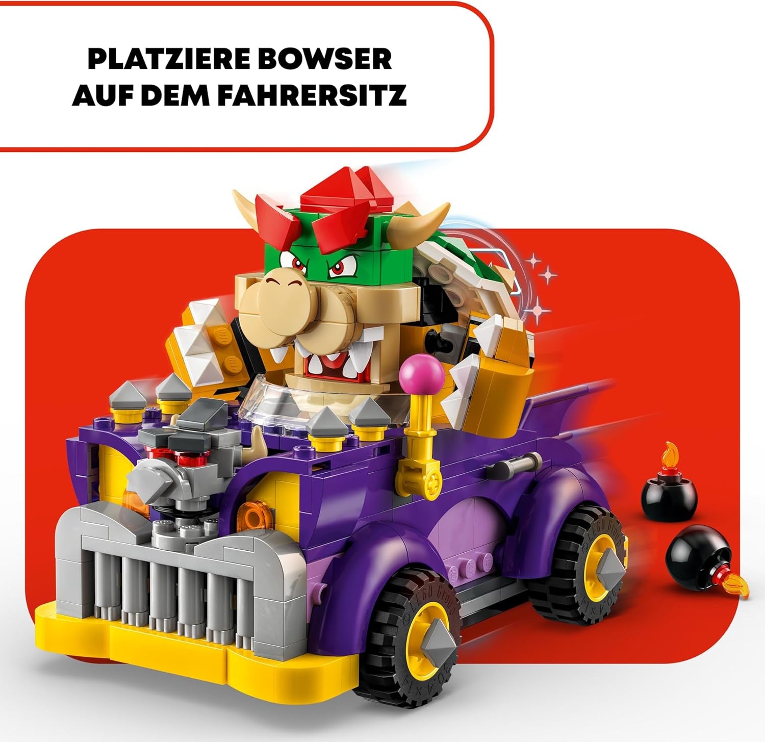 LEGO Super Mario Wózek z potworami Bowsera — zestaw dodatkowy Autko Bowser dla chłopców i dziewcząt Zestaw z jedną postacią Prezent dla gracza dla 8-latków 71431 Zestawy do budowania Besuche den LEGO-Store