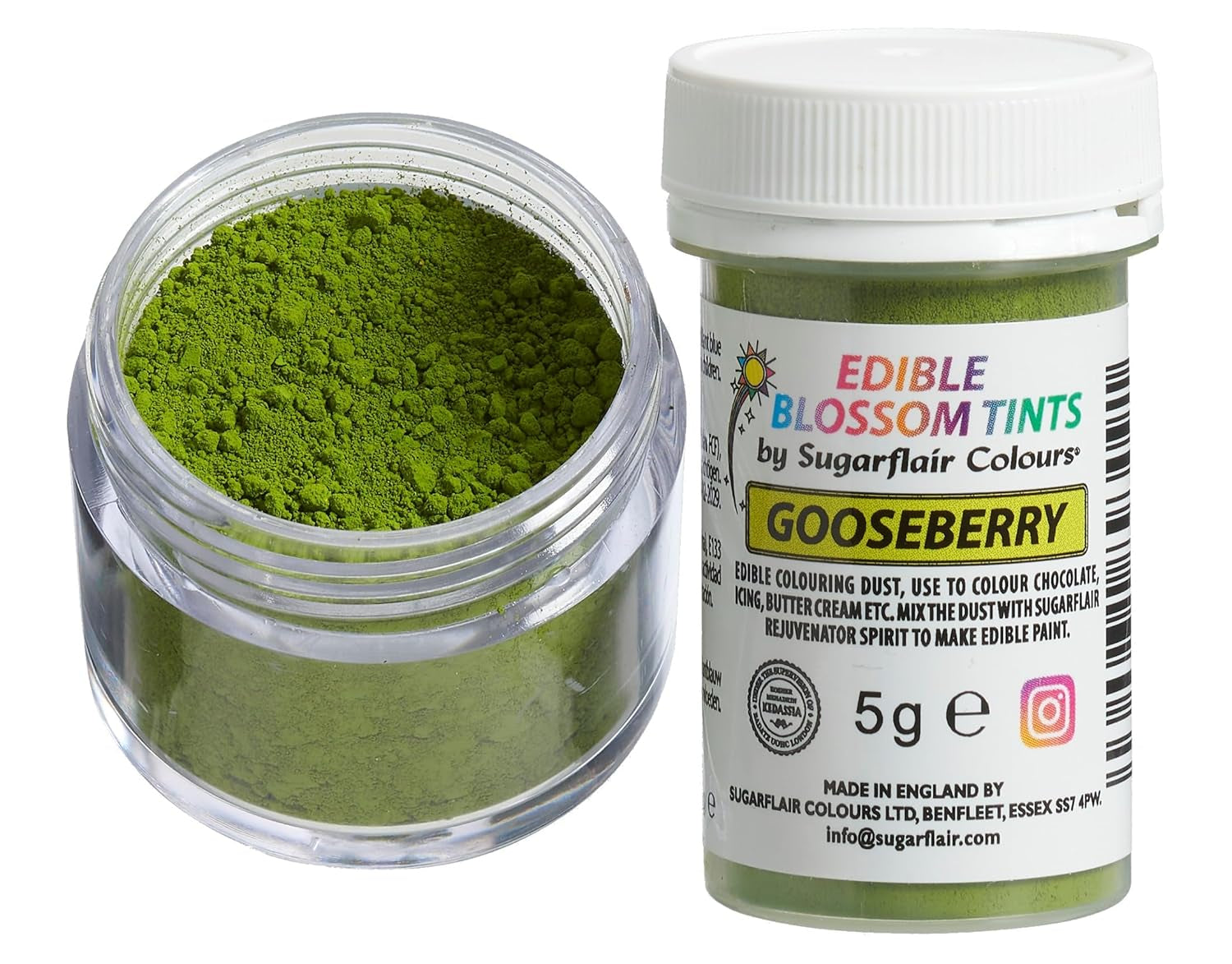 Sugarflair Blossom Tint Dust Pudră de Colorant Alimentar Agrișe - Pudră de Colorant Alimentar pentru Decoruri de Tort, Pastă de Zahăr, Fondant, Glazură, Ciocolată, Cremă de Unt, Macarons și Mai Multe - 5G