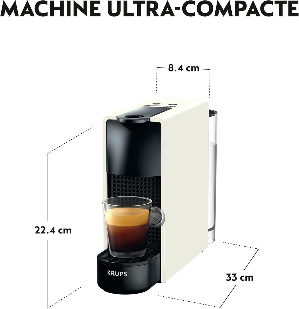 Espressor Krups Nespresso Essenza Mini Pure White, aparat de cafea, capsulă de cafea, stil espresso, espressor compact barista YY2912FD