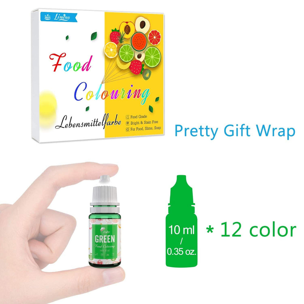 Zestaw 12 barwników spożywczych w płynie, po 10 ml każdy kolor Naty Shop