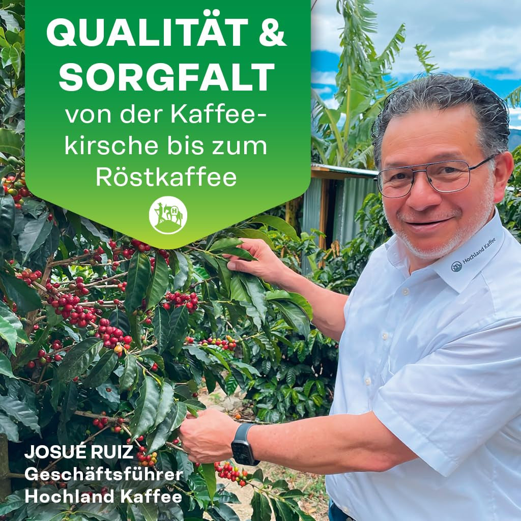 Highland Coffee – Espresso Decofeinizat (250g) – Decofeinizat, Puternic și Armonios – Ciocolată Neagră, Lemn de Cedru, Malț – Pentru Espressoare Portafilter și Automate – Arabica și Robusta – America Latină și India