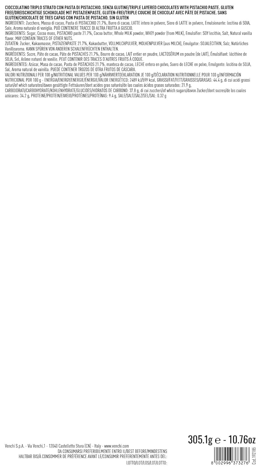 Venchi - Murrine with Pistachio Cremino Pralines Pudełko upominkowe, Biała Czekolada, 305g, Bezglutenowe, Bez Sztucznych Barwników, Bez Konserwantów - Idealny Pomysł Na Prezent