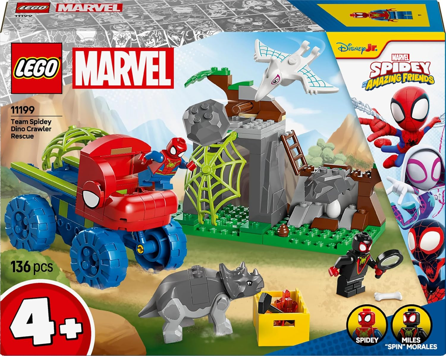 LEGO Marvel Zespół Spideya na misji ratunkowej w ciężarówce dinozaurów Zabawkowe auto do zbudowania dla superbohaterów Zestaw przygodowy dla dzieci w wieku powyżej 4 lat Spidey i jego super przyjaciele 11199 zestawów do budowania Kup w sklepie LEGO