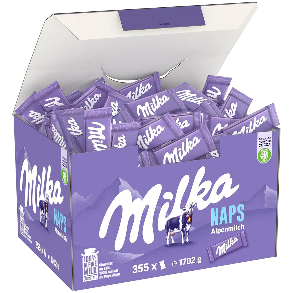 Milka Naps Alpine Milk – Mini kwadraty czekoladowe z delikatnej alpejskiej czekolady mlecznej – 1 x 1,7 kg