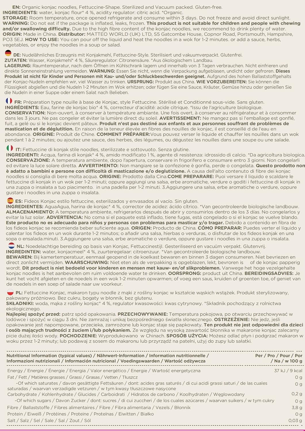 Elf-Family 6 pudełek (12 szt.) Organiczny makaron Konjac o bardzo niskiej zawartości węglowodanów Shirataki Wegański bezglutenowy – 1,62 kg, bez węglowodanów/keto/niskokaloryczny/beztłuszczowy/bez cukru Makaron instant – spaghetti i fettuccine