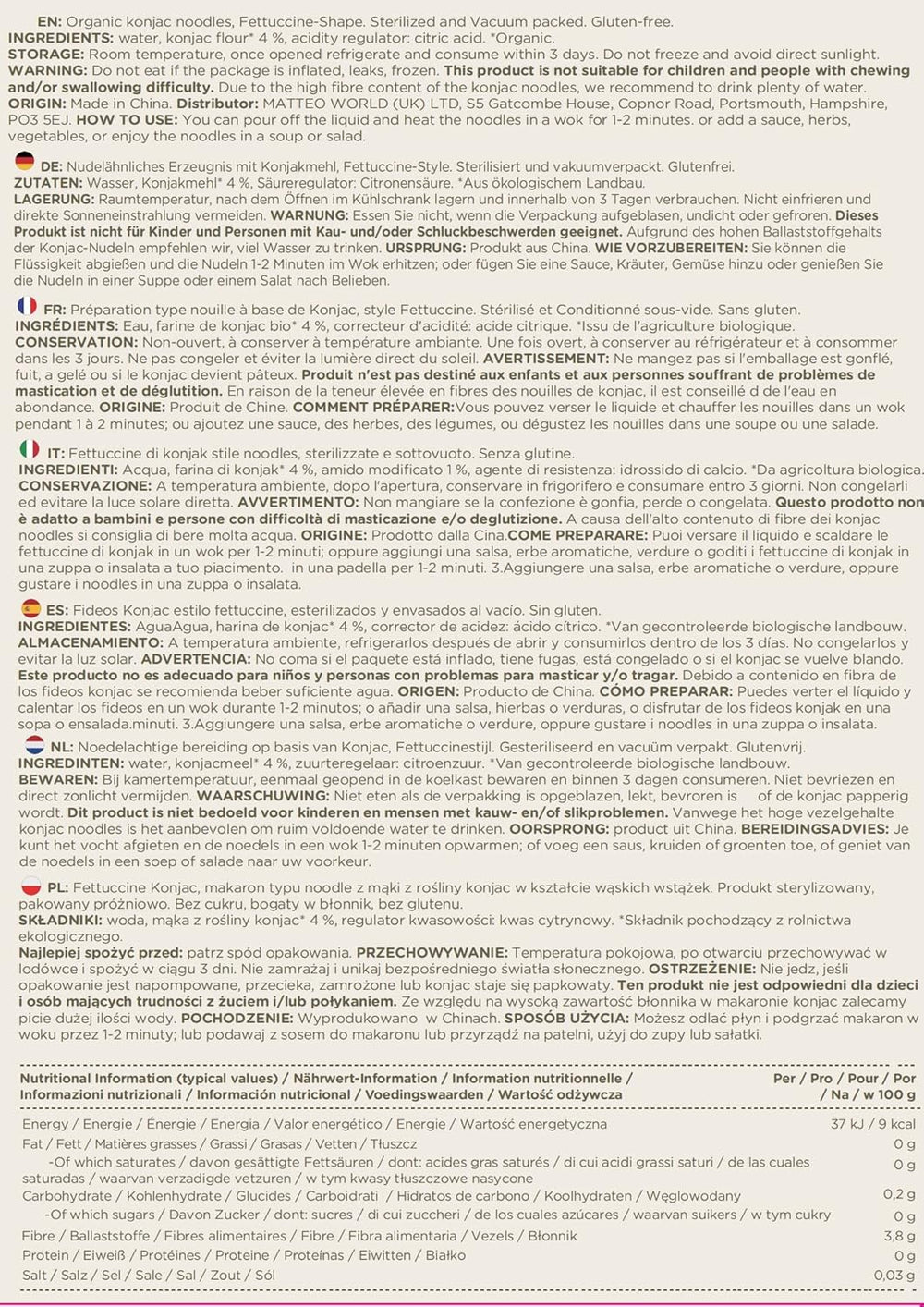 Elf-Family 6 pudełek (12 szt.) Organiczny makaron Konjac o bardzo niskiej zawartości węglowodanów Shirataki Wegański bezglutenowy – 1,62 kg, bez węglowodanów/keto/niskokaloryczny/beztłuszczowy/bez cukru Makaron instant – spaghetti i fettuccine