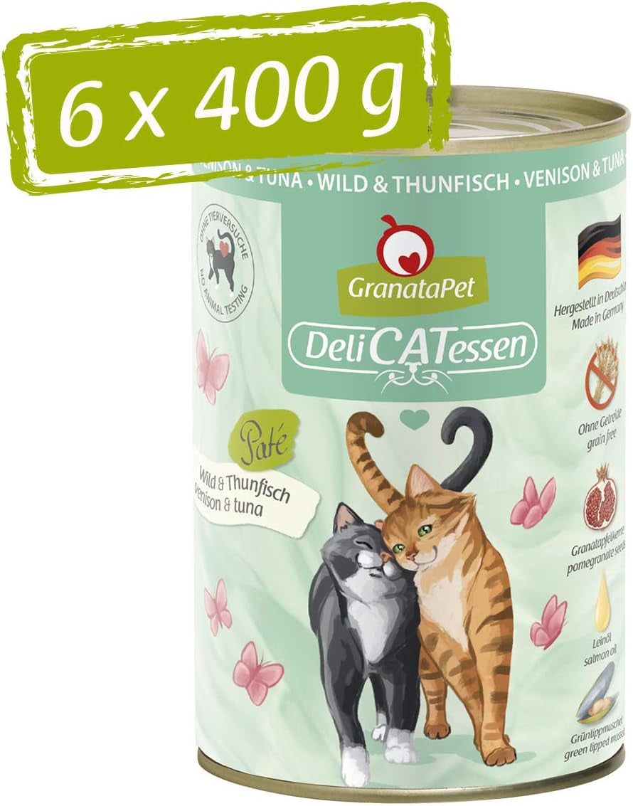 Granatapet Delicatessen Chicken PUR, hrană umedă pentru pisici, hrană fără cereale & fără zahăr adăugat, hrană pentru pisici cu conținut ridicat de carne & uleiuri de înaltă calitate, 6 X 400 G