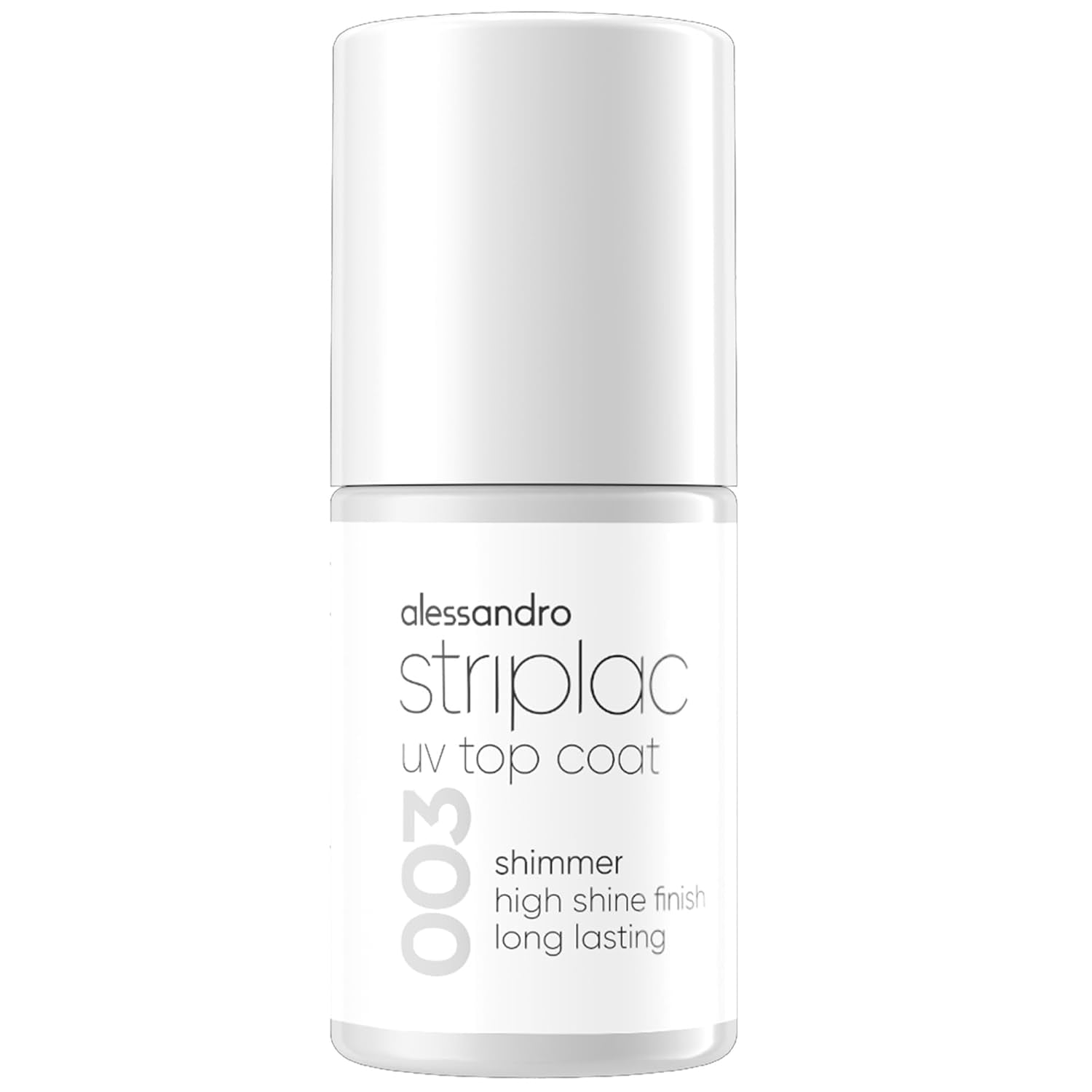 alessandro Striplac UV Top Coat Shimmer - Jasne, odporne na zarysowania paznokcie do 15 dni - Można stosować z barwnikiem lub bez - Technologia delikatnego usuwania - Wegańskie - Srebrny, Przezroczysty, 6,5 ml