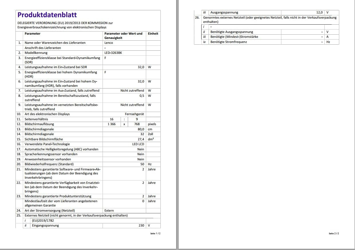 Lenco LED-3263BK (V2) - Televizor inteligent Android de 32 de inci, negru - Imagini strălucitoare, streaming flexibil și Chromecast integrat - HD-Ready, HDR, Wi-Fi, Bluetooth - Ideal pentru acasă și în deplasare