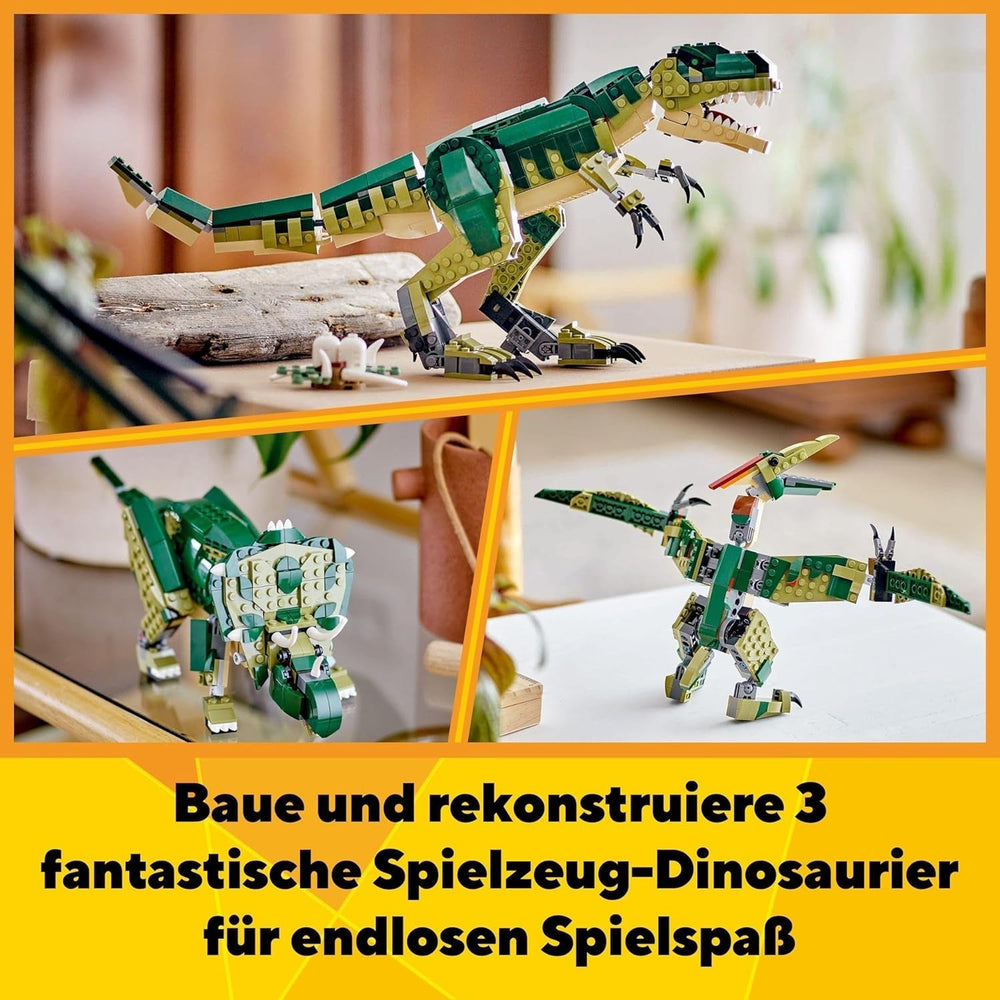 LEGO Creator T.Rex, Dino 3 w 1 Transformowalny Triceratops lub Pterodaktyl, mobilny model dinozaura dla dzieci, prezent dla chłopców i dziewcząt 31151 Zestawy do budowania Besuche w sklepie LEGO