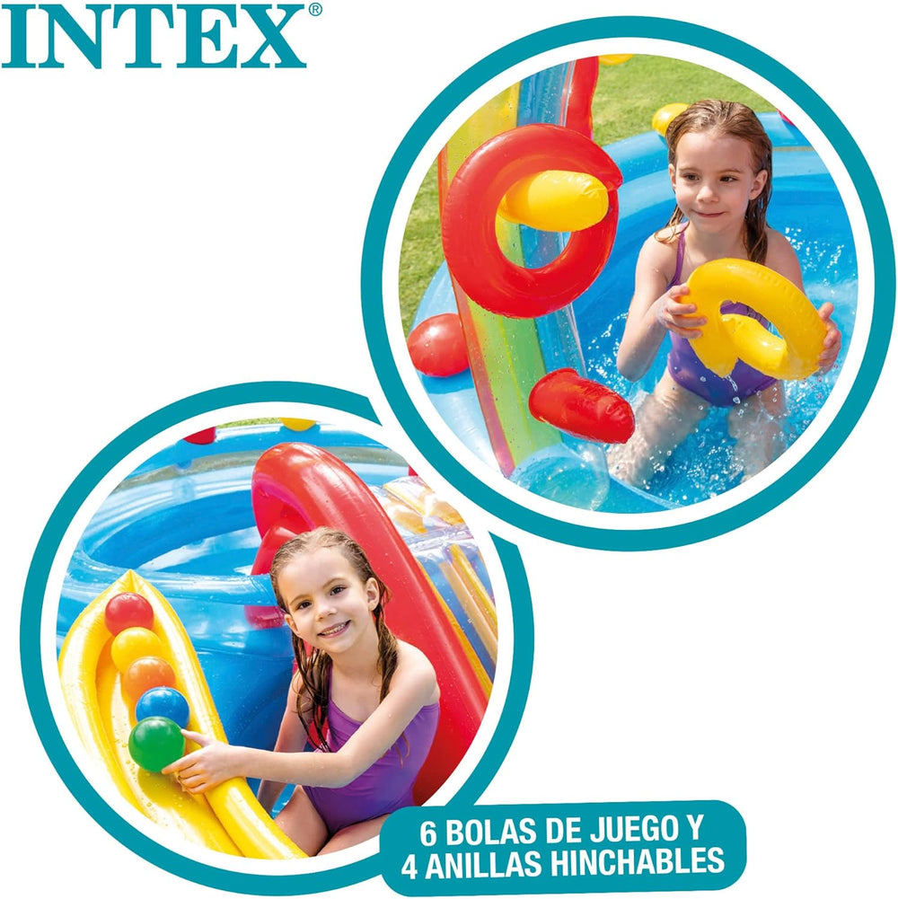 Centrum zabaw Intex Rainbow Ring - Basen naziemny dla dzieci - Basen dla dzieci - 297 x 193 x 135 cm - Od 3 lat 57453NP Wielokolorowy 297x193x135 cm