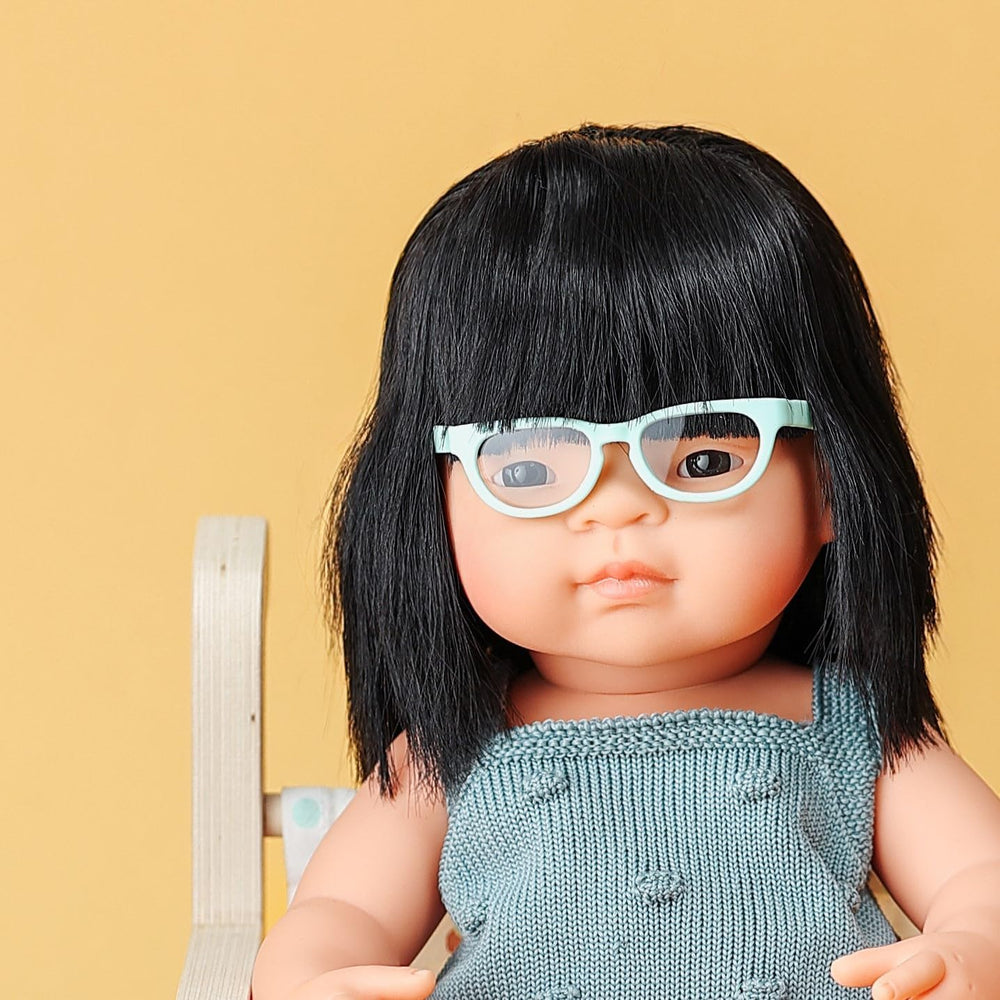 Okulary dla lalek Miniland dla Puppen 38 cm, turkusowe