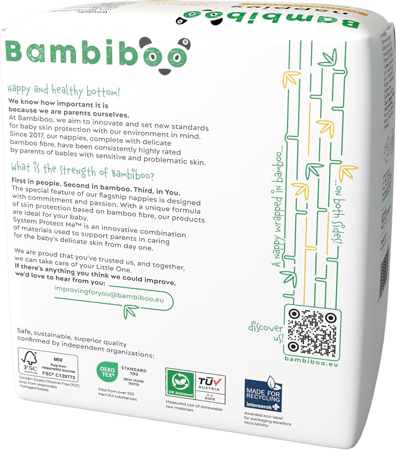 Pieluszki jednorazowe Bambiboo Mini Przyjazne dla skóry z miękkim włóknem bambusowym Otwór na pępek - Pieluszki dla noworodków - Pieluszki jednorazowe dla noworodków - Ochrona skóry - Rozmiar 2, 25 szt.