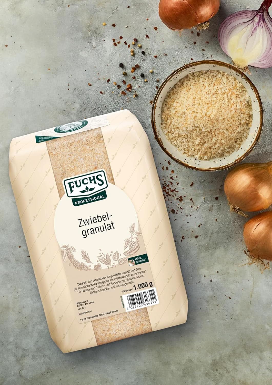 Fuchs Profesjonalny granulat cebulowy, 1 Kg Przyprawy Naty Shop