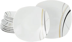 CreaTable, 24029, seria Square City Line, set de veselă din porțelan pentru 6 persoane, 12 piese, potrivit pentru mașina de spălat vase și cuptorul cu microunde, producție de calitate