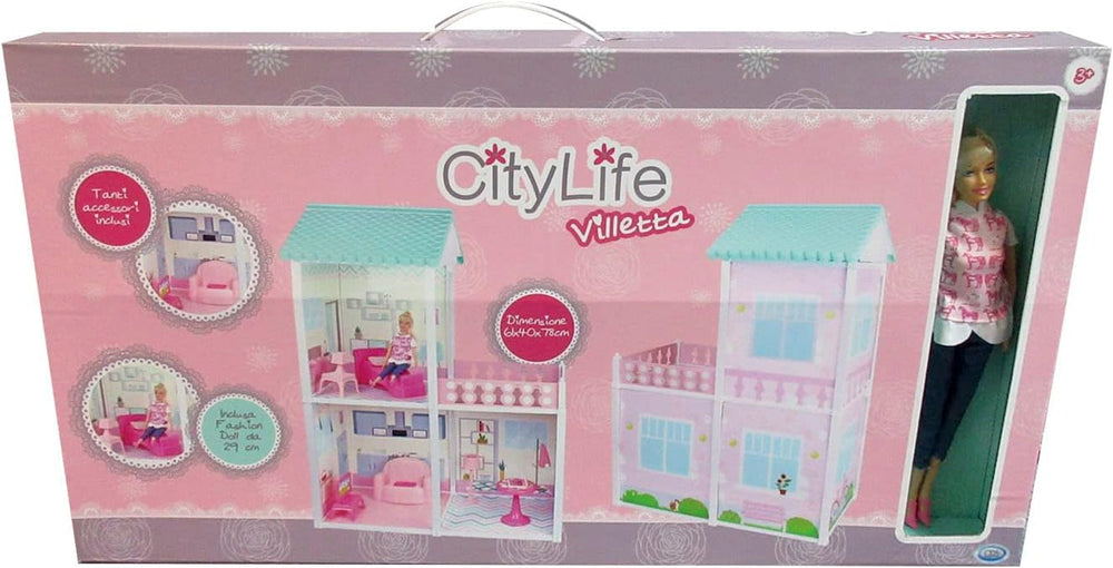 City Life - Villetta cu 3 camere și accesorii Dimensiune Playset asamblat 61 X 40 X 78 Cm Casute de papusi Naty Shop