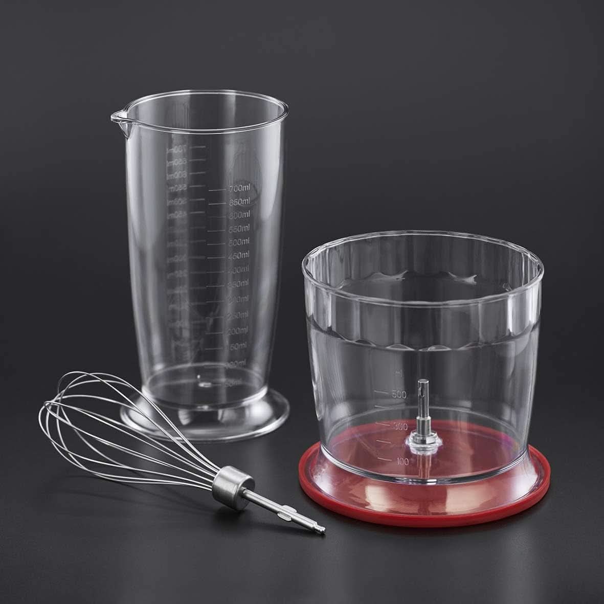 Russell Hobbs Stabmixer [3 w 1: Pürierstab/Zerkleinerer, Mixer- i Schneebesenaufsatz] Desire Rot (bez Bpa i Spülmaschinenfestes Zubehör, Für Smoothie, Suppen Saucen, Joghurt Babynahrung) 24700-56 Kitchen Naty Shop