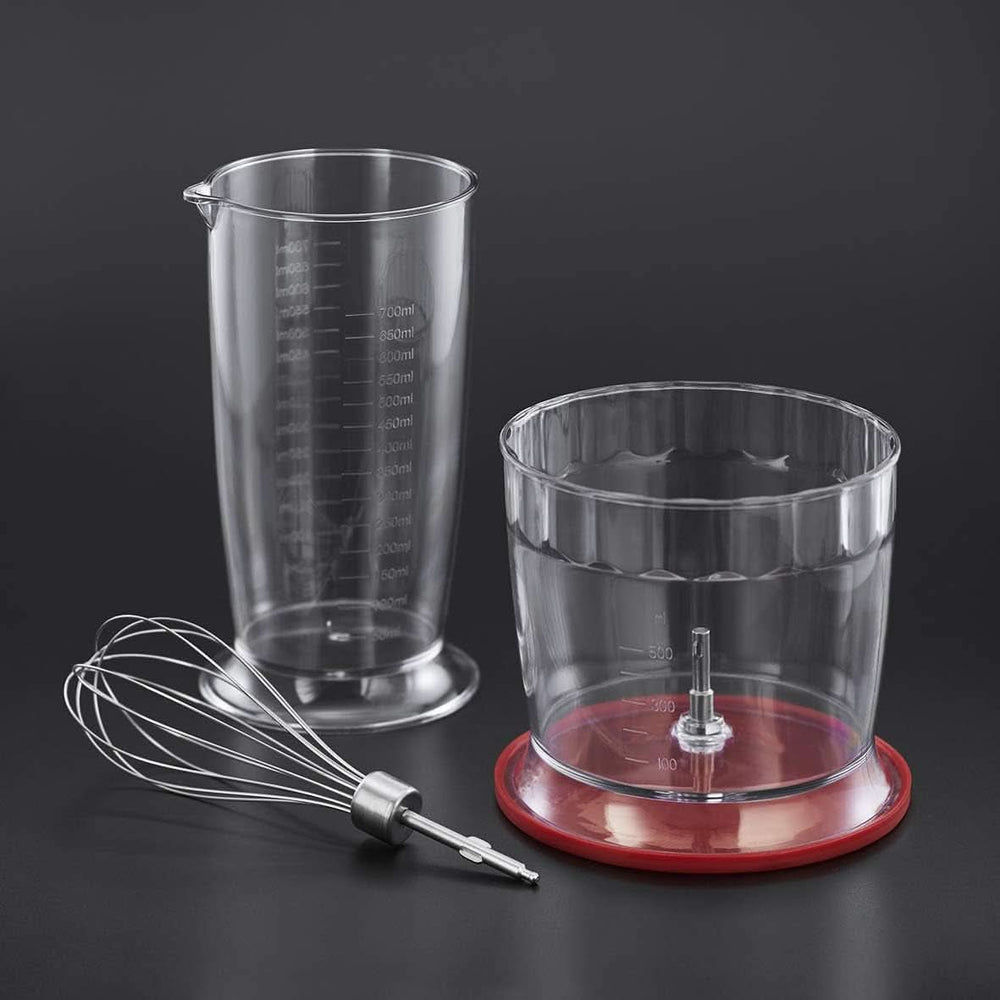 Russell Hobbs Stabmixer [3 w 1: Pürierstab/Zerkleinerer, Mixer- i Schneebesenaufsatz] Desire Rot (bez Bpa i Spülmaschinenfestes Zubehör, Für Smoothie, Suppen Saucen, Joghurt Babynahrung) 24700-56 Kitchen Naty Shop