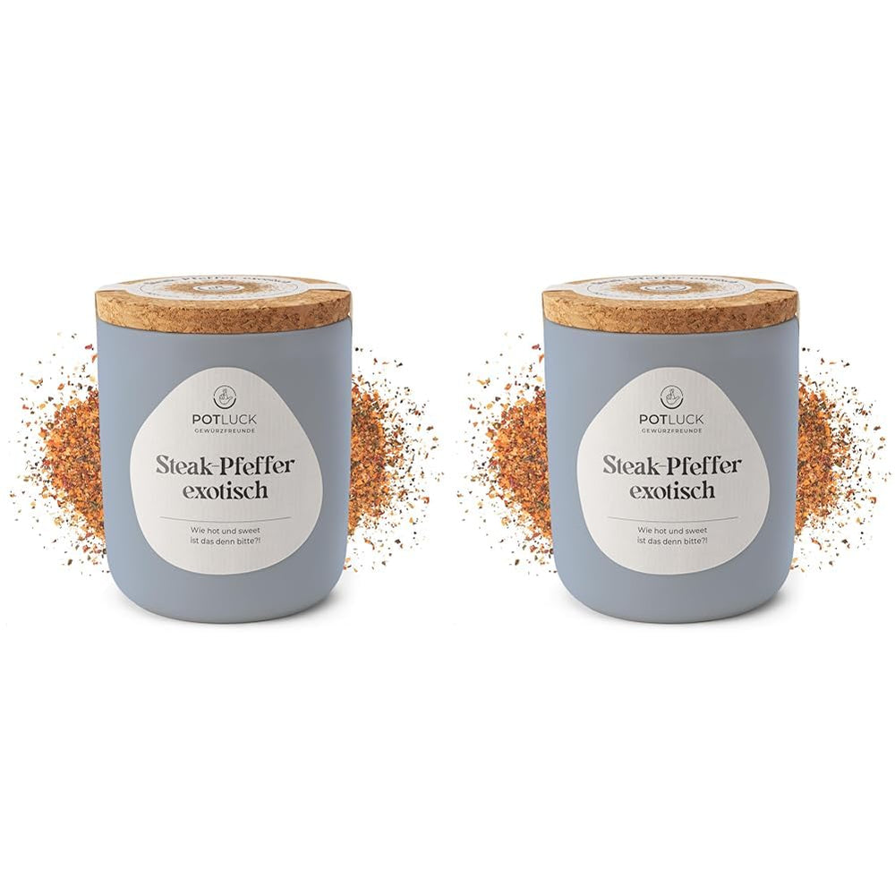 Potluk | Stek-Pfeffer egzotyczny | Gewürzzubereitung im Keramiktopf | 80g | Wegańskie, bezglutenowe i z naturalnymi składnikami