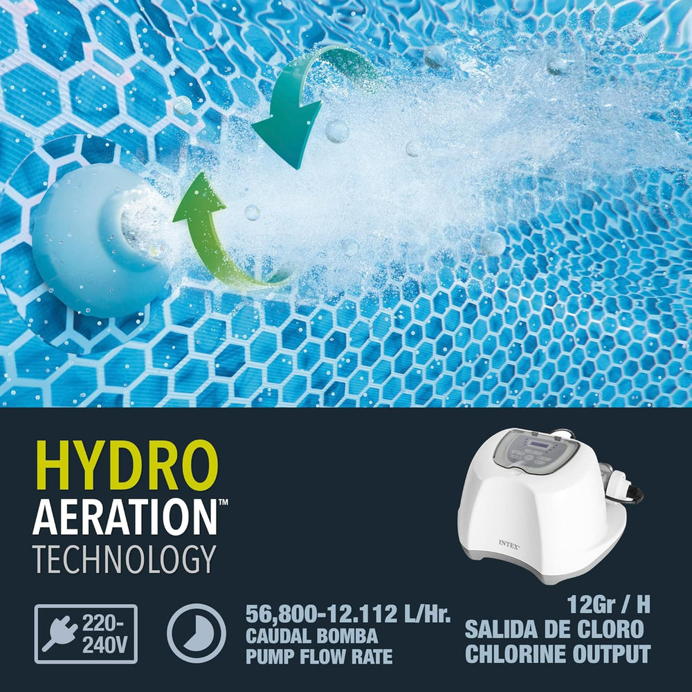 Intex 26670 Krystal Clear Saltwater Filter System do 2650-12112 L/h Pompa filtrująca do małych basenów do 56800 L Plastikowa Biała