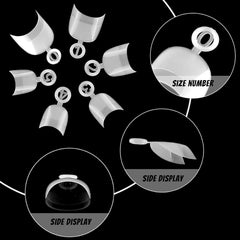 600 de bucăți unghii artificiale scurte ovale, 12 dimensiuni acrilice cu jumătate de acoperire, vârfuri de unghii false, unghii artificiale, pentru manichiură femei salon DIY (natur)
