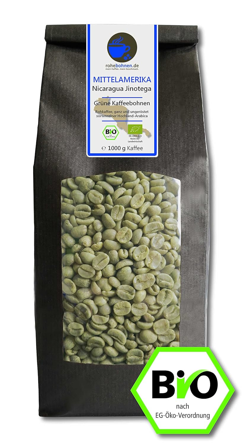 Bio Rohkaffee - Grüner Hochland Kaffee Nicaragua Jinotega (grüne Kaffeebohnen 1000g) - GMP zertifiziert
