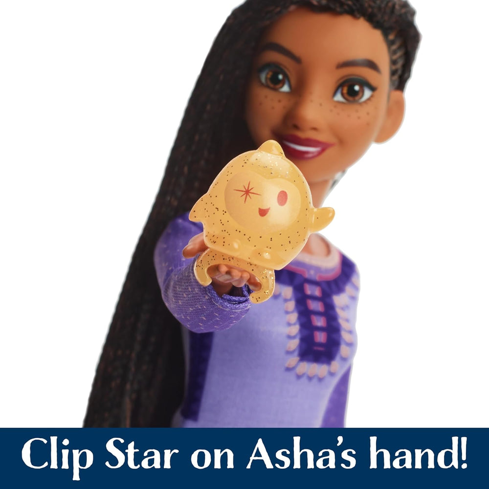 Mattel Disney Wish śpiewa piosenkę Asha of Rosas Modepuppe & Star Figur, beweglich mit abnehmbarem Outfit, śpiewa „This Wish” po angielsku
