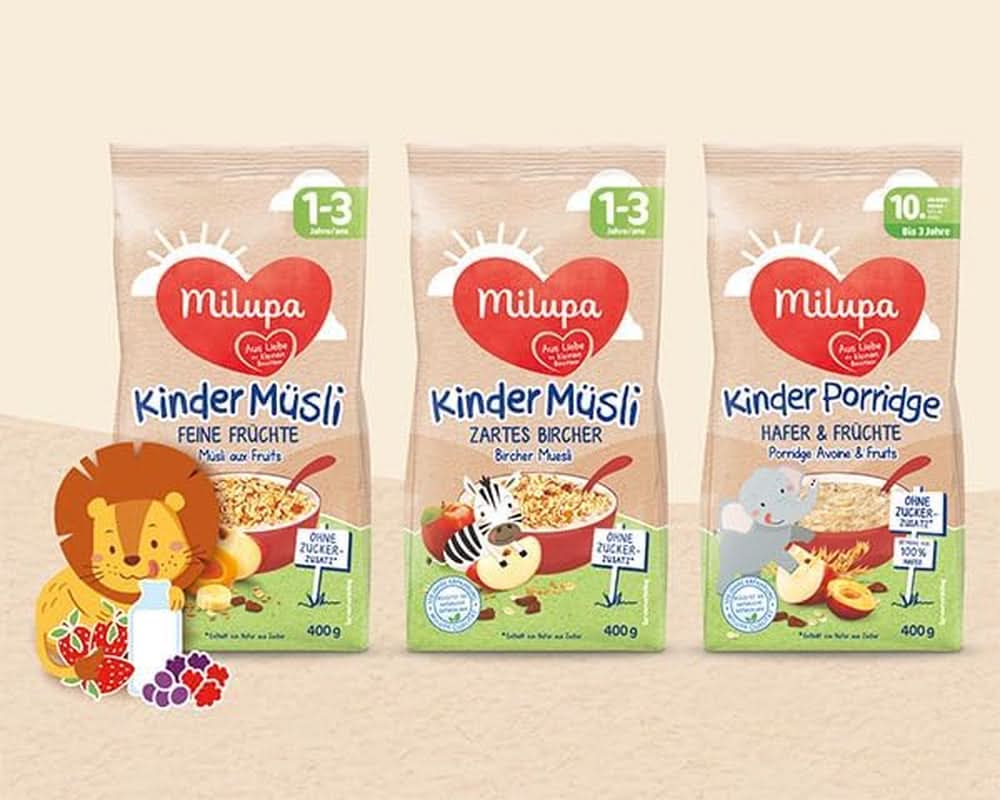 Milupa copii muesli fructe fine - cereale mic dejun muesli de la 1 la 3 ani, fara adaos de zahar, 4 x 400g Mama si Copilul Naty Shop