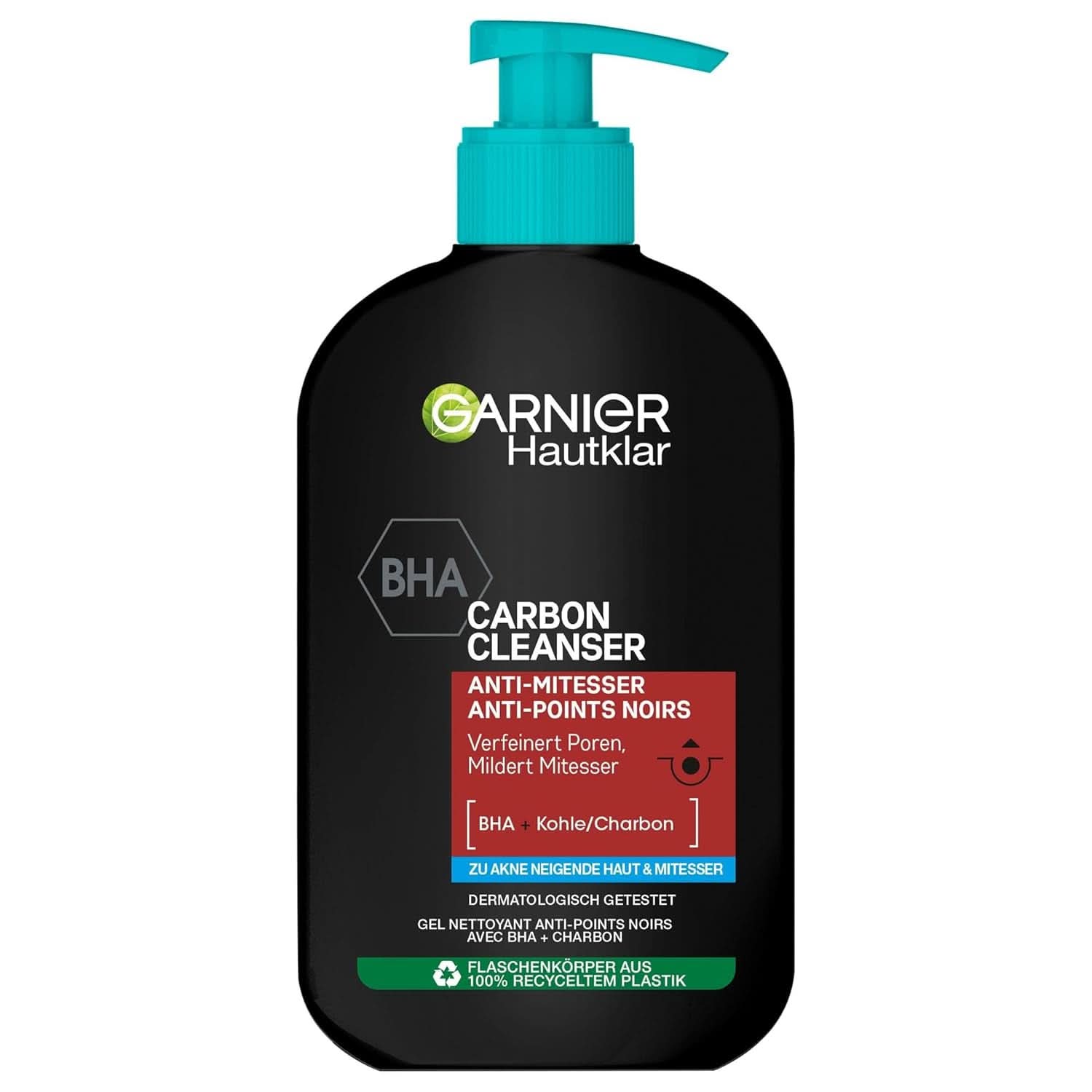 Garnier, Cleanser cu cărbune, gel de curățare facială împotriva punctelor negre și a coșurilor, 250 ml Duș și baie Naty Shop