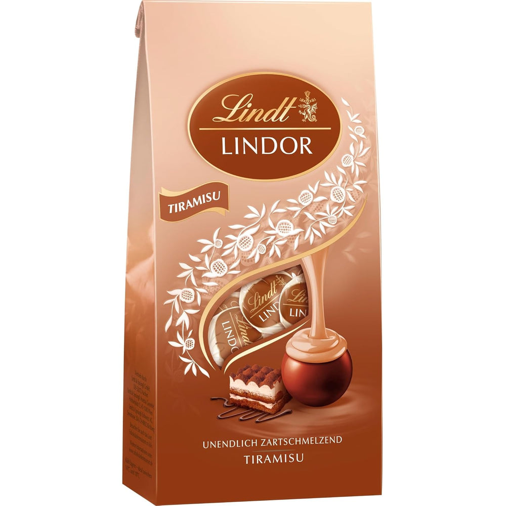 Czekolada Lindta | LINDOR Torba tiramisu | 137g | 11 kulek z mlecznej czekolady z rozpływającym się w ustach tiramisu | Prezent Czekoladowy
