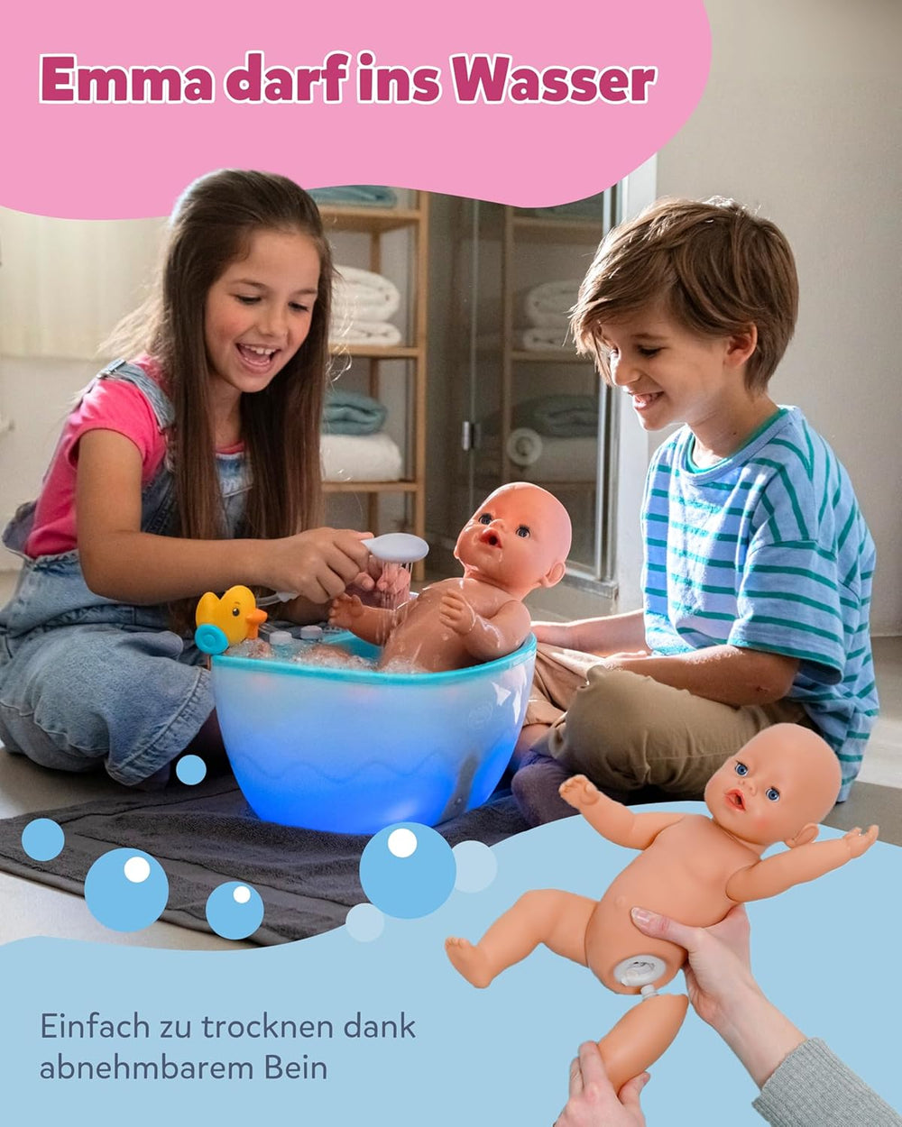 Păpușă Baby Born Emma în stil junglă - 43 cm - 10 funcții, inclusiv accesorii și salopă în culori unisex - Funcționează fără baterii - Potrivită pentru copii cu vârsta de 3 ani și peste