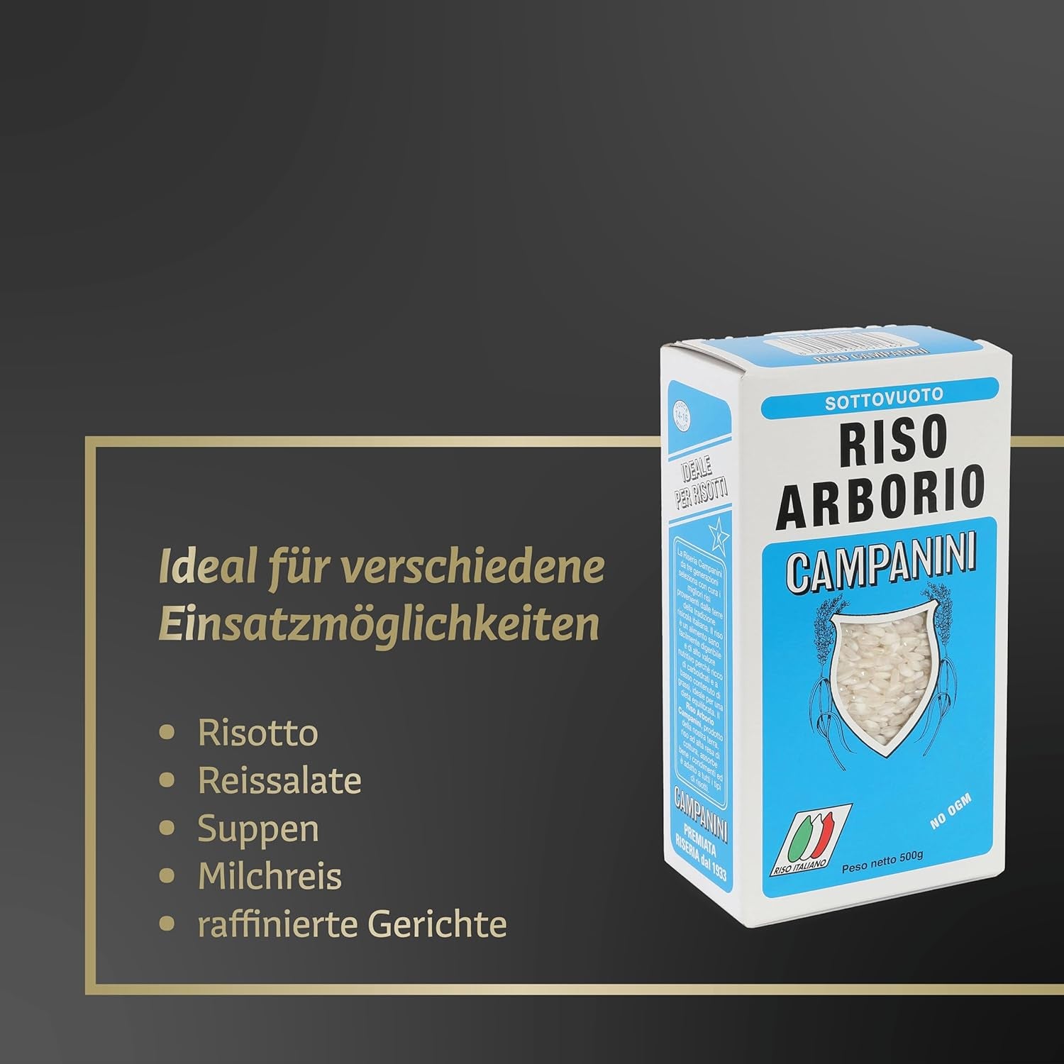 Risera Campanini Risotto Rice 500 g – Włoski Risotto Rice, Arborio Riso Rice, Kremowe Risotto