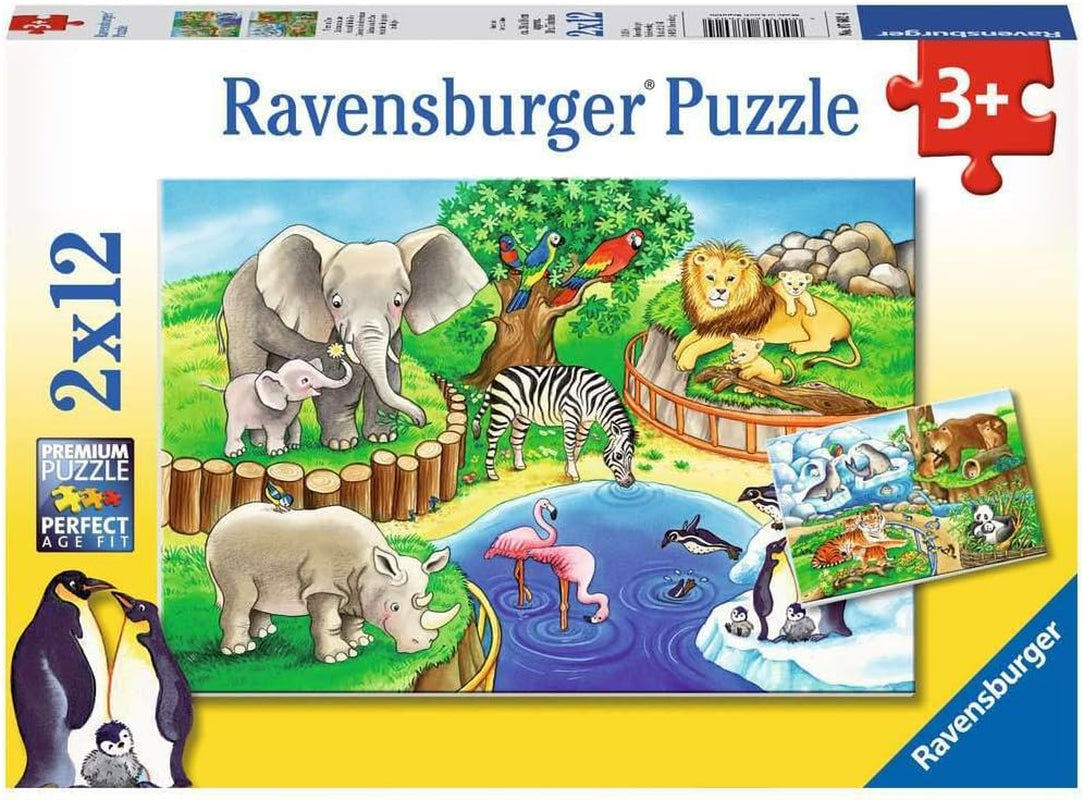 Ravensburger Puzzle dla dzieci - 07602 Zwierzęta w zoo - Puzzle dla dzieci od 3 lat, zawierające 2X12 elementów Puzzle Naty Shop Domyślny tytuł